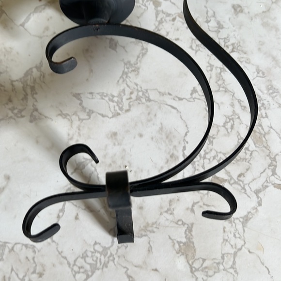 Vintage Black Wrought Iron Double Candlestick Holder Scroll Decor candleholder - Picture 9 of 12